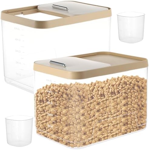 CIEOVO 2 Pack Airtight Dog Food Storage Container, 10Lbs Clear Pet Dog Food Storage Bin with Measuring Scoops for Rice Grain Pet Dog Cat Bird Dog Treat Storage Food Fresh by CIEOVO