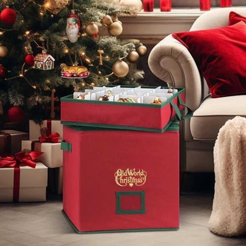 Old World Christmas Ornament Storage Box, Sturdy Holiday Organizer with Adjustable Trays for Collectible Decorations - Image 4