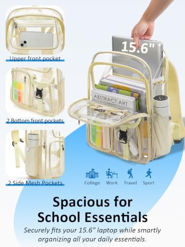 Clear Backpack for School, 17" Heavy Duty Double-Layer Clear Bookbag - Image 4