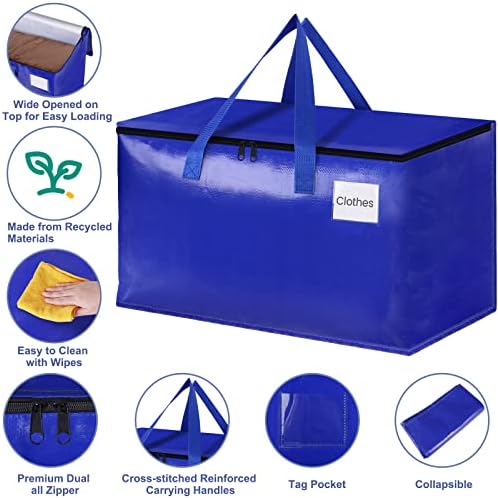 StorageRight Moving Bags, Moving Boxes, 93L 4-Pack Sotrage Bags Totes, Blue - Image 3