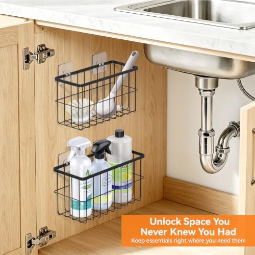 FAMNONE 2-Pack Adhesive Cabinet Door Organizer, 5.9" Inside Cabinet Storage - Image 4