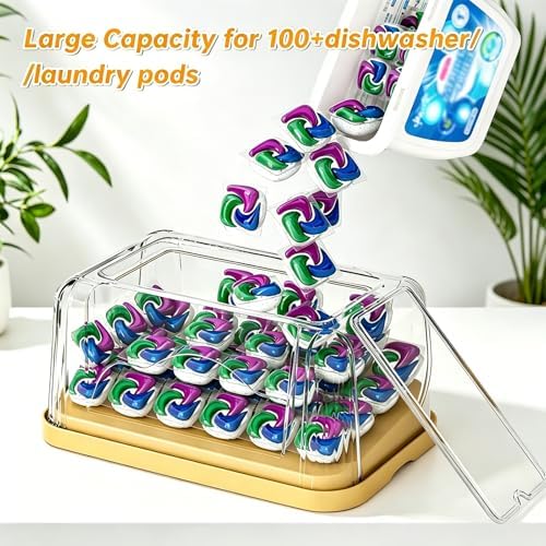 2-in-1 Trash Bag Dispenser & Laundry/Dishwasher Pods Container, Clear Acrylic Garbage Bag Holder with Removable Lids, Under Sink Organizer Kitchen Pantry Storage Box - Image 4