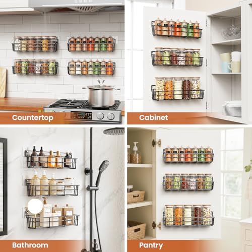 Mystozer Spice Rack Wall Mounted 5 Pack, For Spice Jars & Seasonings,Black - Image 6