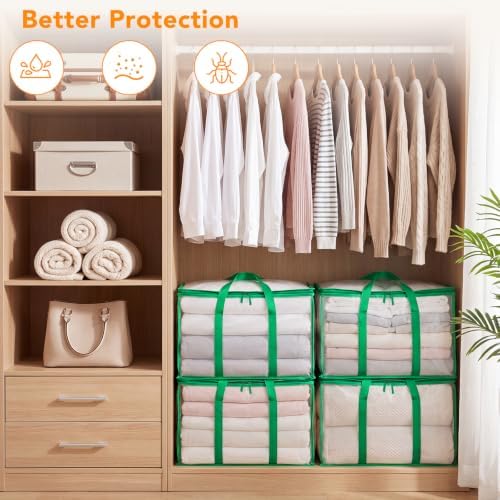 4 Pack 93L Extra Large Heavy Duty Clear Moving Bags 200LBS, Green Edges - Image 4