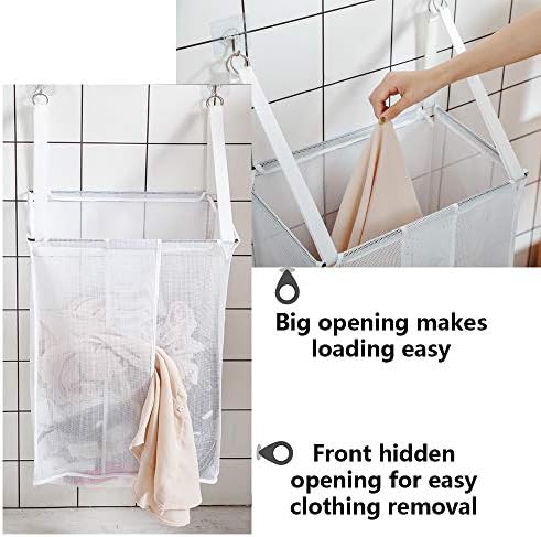 ALYER Wall Hanging Mesh Laundry Hamper,Poolside Toy Storage Baskets with Big Metal Support Opening,Hardware Included (Black) - Image 4