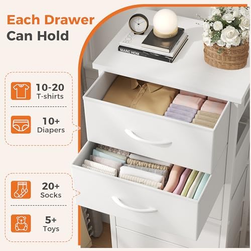 Sweetcrispy Tall Fabric Dresser for Bedroom, 6 Drawer Chest of Drawers - Image 4
