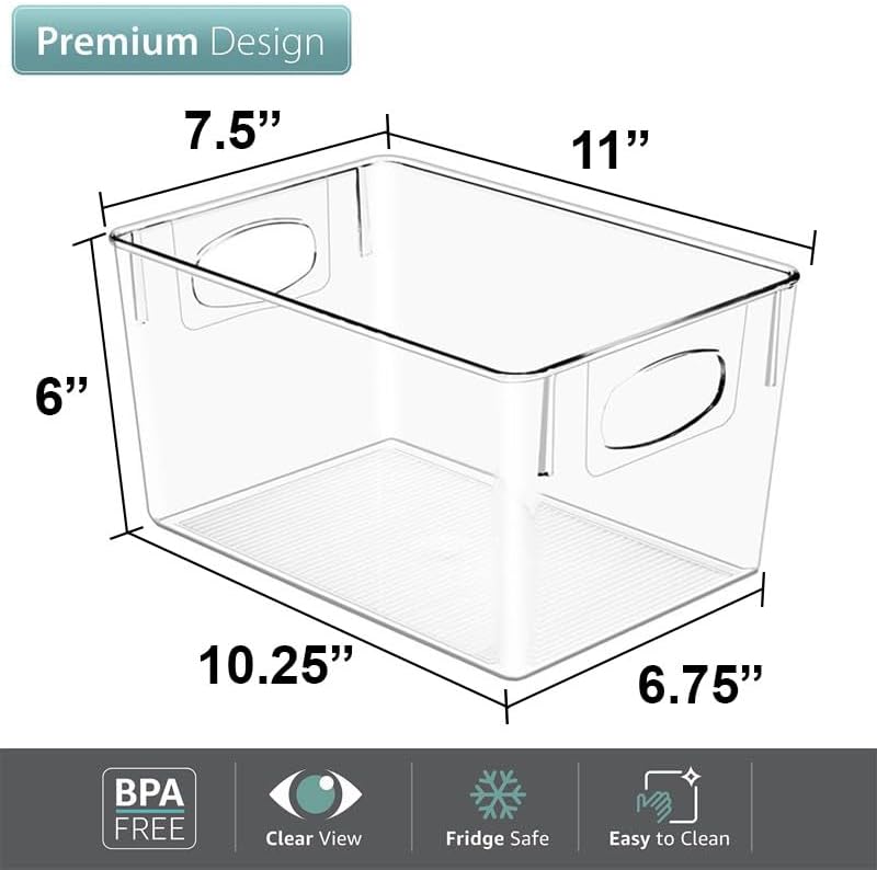 Sorbus Fridge Organizers and Storage, Clear Plastic Bins (Large, 8 Pack) - Image 2
