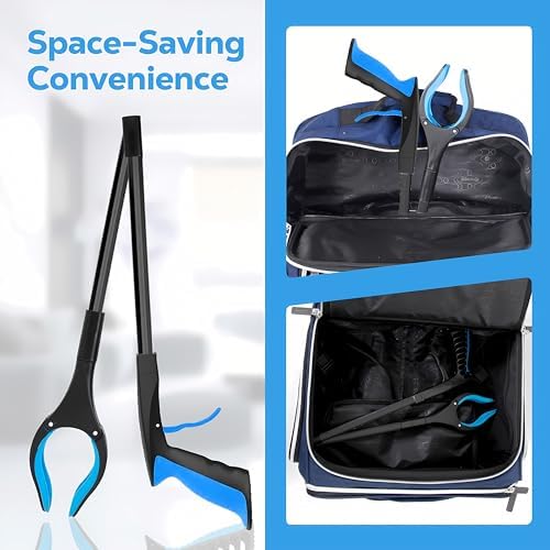 Grabber Reacher Tool - 32” Extra Long Foldable Gripper and Reaching Tool - Heavy Duty Pick Up Stick Grabbers for Seniors, Trash, Surgery Recovery Must Haves Gifts (Black Blue) - Image 6