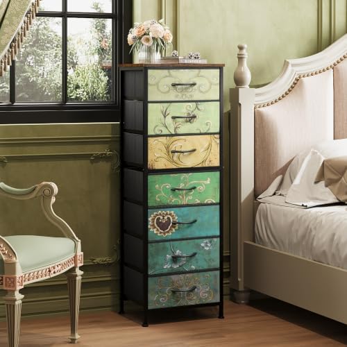 WLIVE Tall Dresser for Bedroom, 7 Drawer Dresser, Floral - Image 2