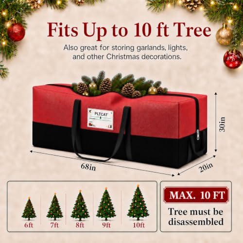 Christmas Tree Storage Bag, Fits 10-12 Ft Artificial Trees, Red - Image 2