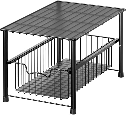 Simple Houseware Wired Stackable Under Sink Cabinet Sliding Basket, Black by SimpleHouseware
