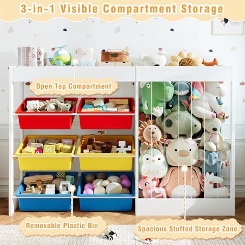 VontinT 50.6"W Toy Organizers and Storage with Stuffed Animal Holder,Wooden - Image 3