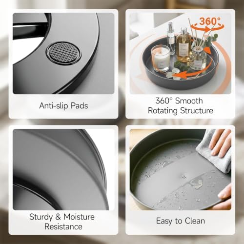 2PCS 9.8" Black Metal Lazy Susan Turntable Organizer - Image 3