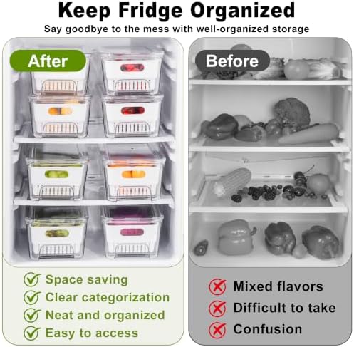4-Pack Fruit Storage Containers for Fridge, Pull-Out Drawers with Colanders - Image 6