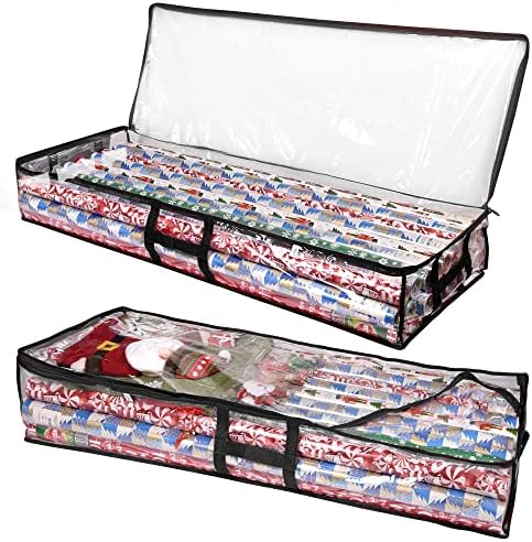 ProPik Wrapping Paper Box | Underbed Gift Wrap Storage & Organizer | 41”x14”x6” Fits 18-24 Rolls Up to 40” Long Roll | Holder for Ribbon, Bows and Accessories 2 Pack (Black) by ProPik