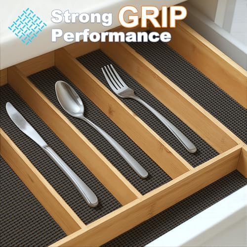 Songrey Non-Slip Shelf Cabinet and Drawer Liner, 20IN x 20FT, Black - Image 3