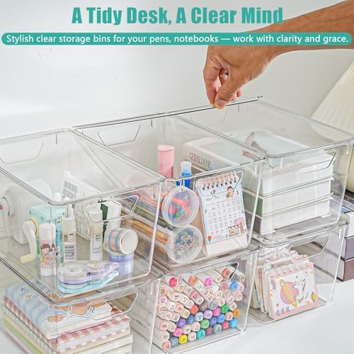 6 Pack Large Clear Storage Bins with Lids, Plastic Arts and Craft Storage Containers, Stackable Clear Plastic Craft Storage Bins with Handles for Classroom Storage Organization,Kitchen, Fridge, Office - Image 5