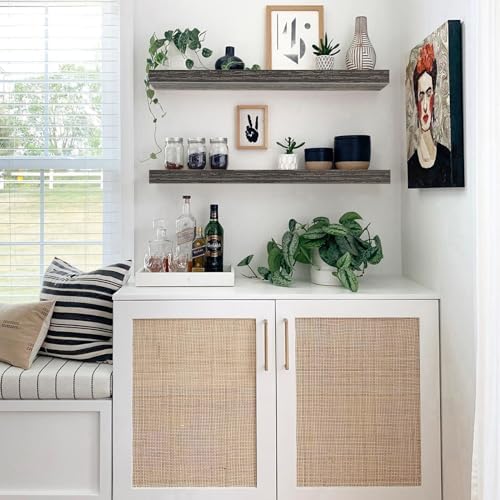 QEEIG Long Floating Shelves for Wall (Grey, Set of 2, 35.4") - Image 2