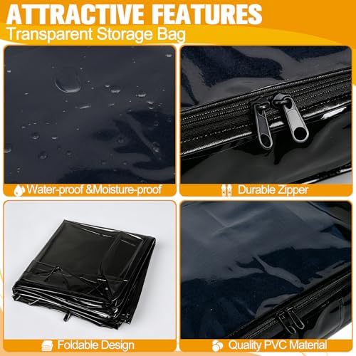 Plastic Storage Bags with Easy-Glide Zipper, Pack of 8, Durable Clear Vinyl Zippered Storage Bags for Clothes Sweaters Comforters Blankets Sheets Bedding (25 x 21 x 11 Inch, Transparent Black) - Image 4