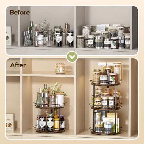 LAMU 2 Tier Lazy Susan Turntable Rotating Spice Rack Organizer for Cabinet - Image 4