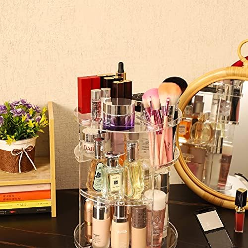 Clear Rotating Makeup Organizer for Vanity,Adjustable Skincare Organizer Countertop,Cosmetic Display Cases for Beauty,Skin Care,Spinning Makeup Stand,Make up Storage Organizer and Perfume organizer - Image 6