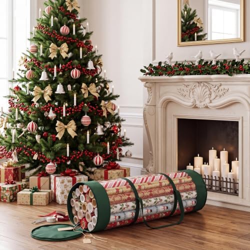 Christmas Wrapping Paper Organizer, 41" Gift Wrapping Paper Storage Green - Image 3
