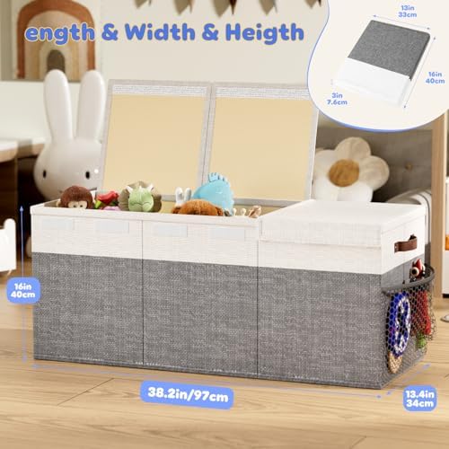 Dayacoco Extra Large Toy Box, Collapsible Toy Storage, Kids Organizer, Gray - Image 2