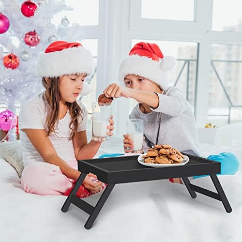 Artmeer FSC 100% Bamboo Bed Tray with Folding Legs, X-Large, Black - Image 2