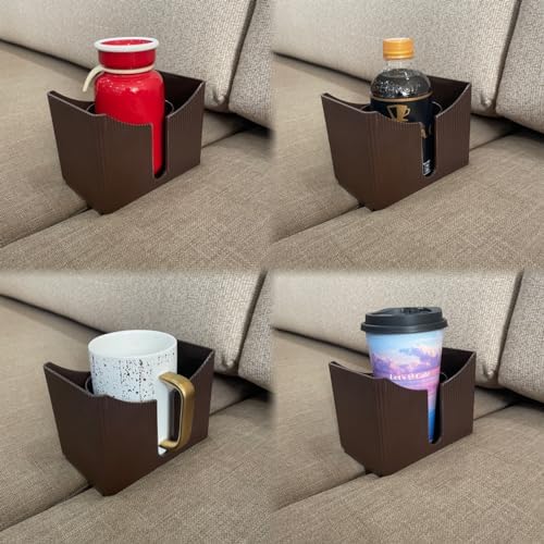 Couch Anti-Spill Drink Holder Tray, Couch Seat Cushion Cup Beverage Holder for Cups, Mugs, Bottles, Cans (Brown) - Image 6
