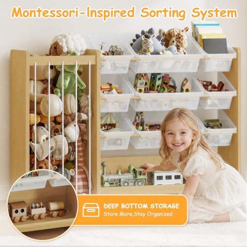 2-in-1 Montessori toyOrganizer, 9 Clear Bin, Plush Storage & Bottom Shelf - Image 5
