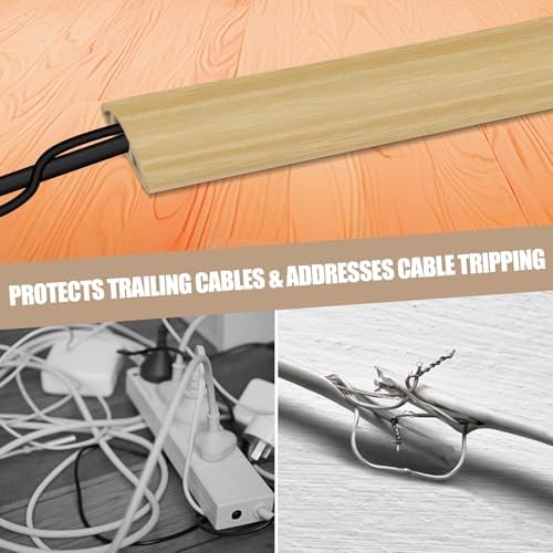 Floor Cord Cover Self Adhesive Cord Hider,10FT Cable Management, Extension Strip Protector for Wires, Prevent Cable Trips for Offices, Gyms, Exhibitions Cavity:0.3"(W) x0.28(H) WoodLightyellow - Image 6