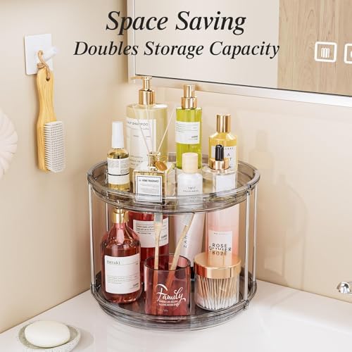LAMU 2 Tier Lazy Susan Turntable Organizer 10.6'' Rotating Spice Rack Organization for Cabinet, Kitchen, Pantry, Countertop, Bathroom, Vanity, Medicine Cabinet Organizer, Grey - Image 6