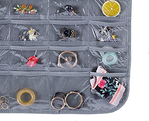 Bloss Hanging Jewelry Organizer With 80 Pockets Jewel Hanger For Jewelry Earring Storage Hanging Pocket Organizers Earring Holder Organizer for Mothers Day Gifts-Gray - Image 2