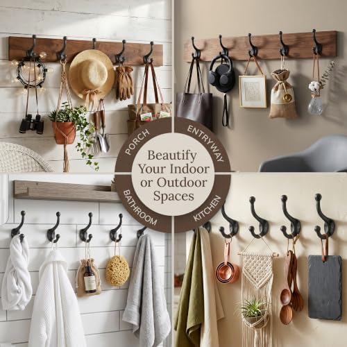 My Fancy Farmhouse Rustic Cast Iron Coat Hooks (10 Pack) Wall Mounted Farmhouse Decorative Wall Hooks, Vintage Hooks for Hanging Coats, Bags, Hats, Towels (Antique Black) - Image 6