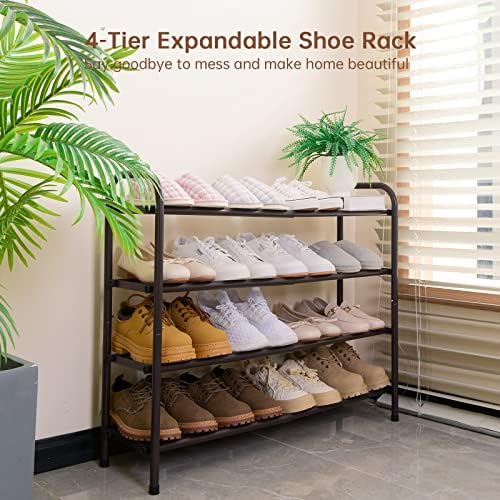 Gonfoam Expandable 4-Tier Shoe Rack for Closet and Entryway, Bronze - Image 2