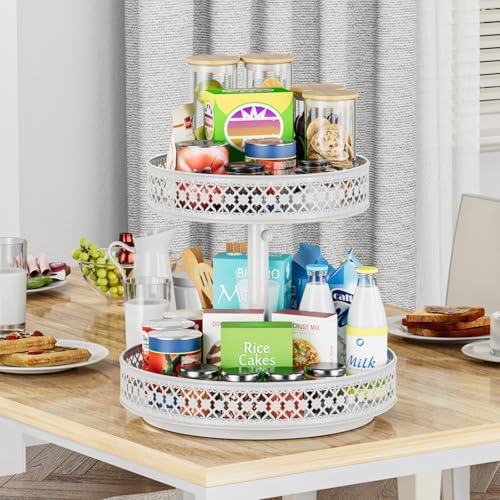 2 Tier Lazy Susan Organizer - Adjustable Rotating Spice Rack 12 inch - Image 6