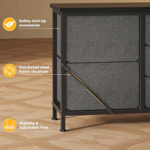 DUMOS 7 Drawer Fabric Dresser, Clothes Organizer Storage Tower for Bedroom - Image 5