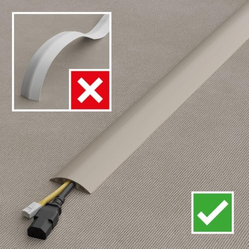 D-Line 15ft Floor Cord Cover, Cable Protector, Hide Extension Cords, Protect Cords, Prevent Cable Trips, Heavy Duty Cord Hider - Cable Cavity = 0.63" (W) x 0.31" (H) - Beige - Image 7