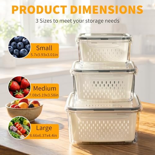 Runhike Strawberry Container Fruit Storage Containers for Fridge 3 PCS - Image 2