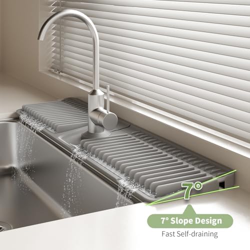 24 Inch Longer Silicone Faucet Mat, 7°Slope Fast Self-draining - Image 6