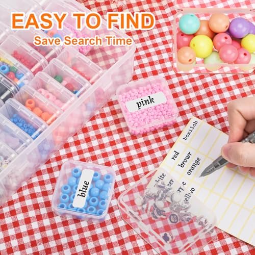 46Pcs Bead Organizer Set, Premium Small and Medium Clear Plastic Storage Boxes for Jewelry Making Crafts Screws Seeds DIY Bracelets Diamond Small Parts, Stackable Containers with Hinged Lid and Labels - Image 2