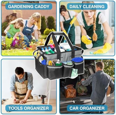 Cleaning Tool Organizer Bag with Handles, Cleaning Caddy, Grey - Image 4