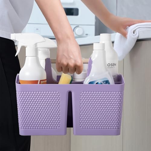 rejomiik Plastic Shower Caddy, Portable Shower Basket with Handle, Purple - Image 4