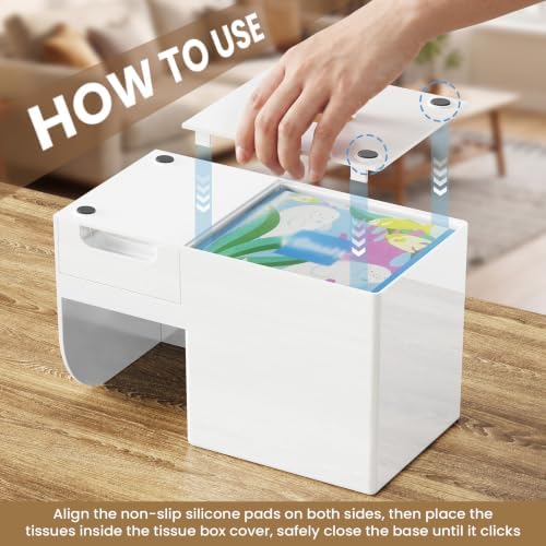 Plastic Square Tissue Box Cover, Multi-Functional Tissue Holder, White - Image 4