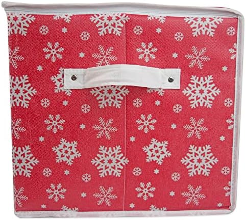 DII Christmas Storage Containers Collection Zippered with Dividers, Ornament; Large, 16x16x13, Snowflakes (Pack of 6) - Image 3