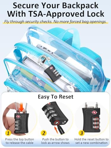 Heavy Duty Clear Backpack With TSA Lock, 18 Inch Large Clear Bookbag - Image 5