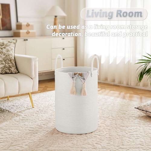Artfeel Laundry Basket,Woven Cotton Rope Laundry Hamper,40L for Decorative Storage of Dirty Clothes,Toys and Blankets in Bathroom,Baby Room and Living Room - Image 2