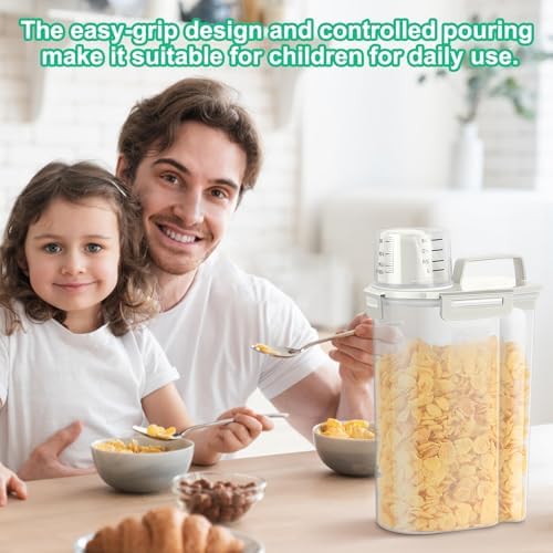TBMax Rice Container Cereal Storage Container 2 Pack 5 Lbs, Kitchen Pantry Dry Food Storage Holder with Easy-Pouring Spout & Handy Cup, Small Pet Dog Cat Food Dispenser for Daily Feeding -Beige - Image 6