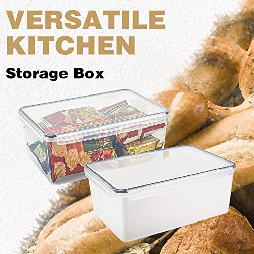 Tiawudi 2 Pack Large Bread Box for Kitchen Countertop, Airtight Bread Storage Container for Homemade Bread and Bakery Loaf, Plastic Bread Keeper, 11.6 Qt / 11L Each - Image 6