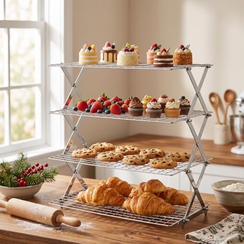LIANYU 4 Tier Collapsible Cooling Rack, Stainless Steel Baking Rack - Image 6